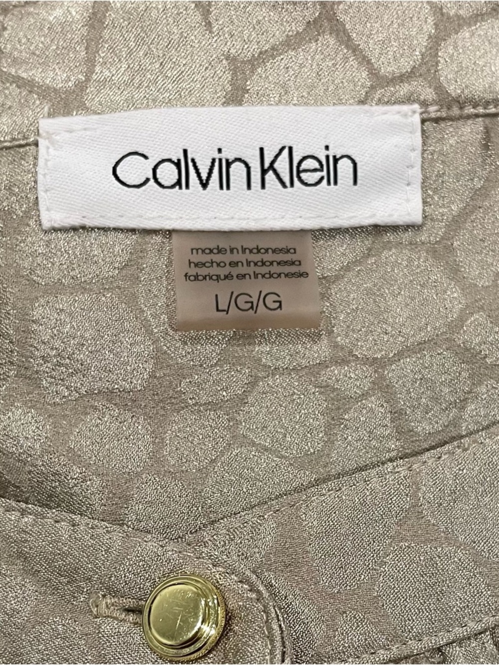 Calvin Klein Gold Metallic Sleeveless Button-Front Shell - Picture 5 of 5